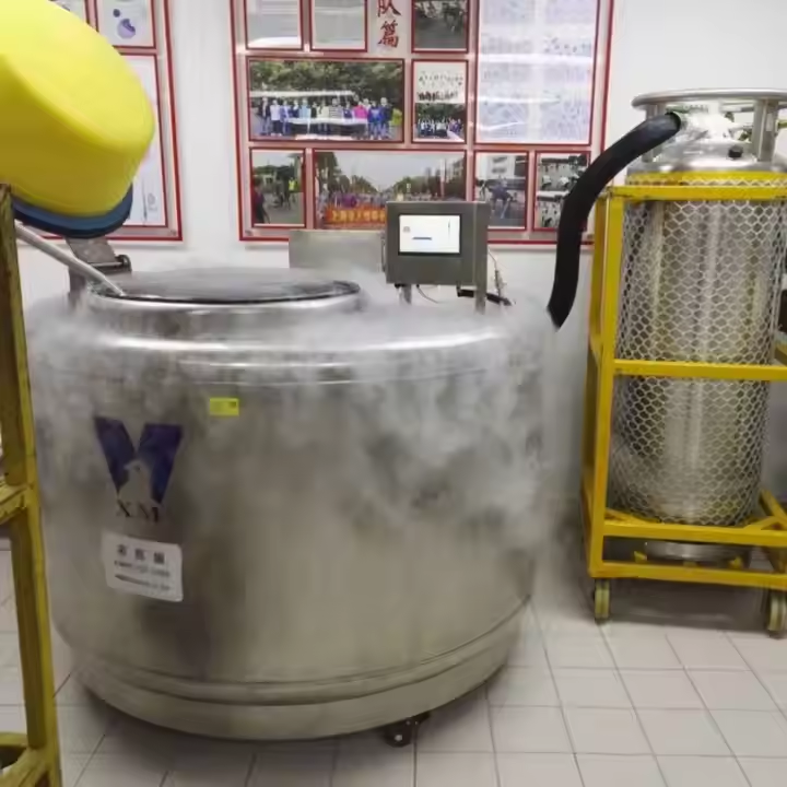 使用液氮罐凍存，外部結(jié)霜